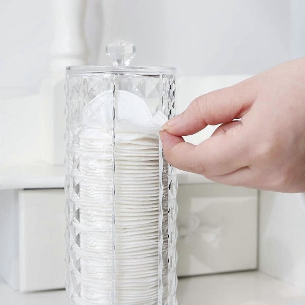 Kosmetik Vatrondel Holder, Transparent Diamantmønster Vatrondel Opbevaringsboks Container Display