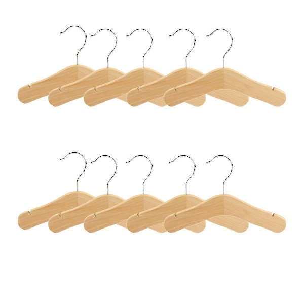 Træ Børnebøjler, Børnebøjler, Hakket skulderdesign til børnetøj, Dekorationsbøjle, 10 stk.