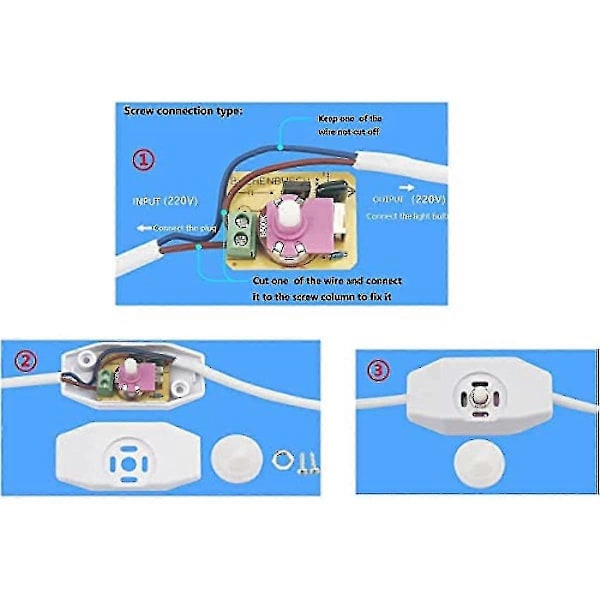 Inline Dimmer Switch 220-240v Vred Dimmer Strömbrytare Ljus Strömbrytare För Lampor Ljus (svart)-Yvan