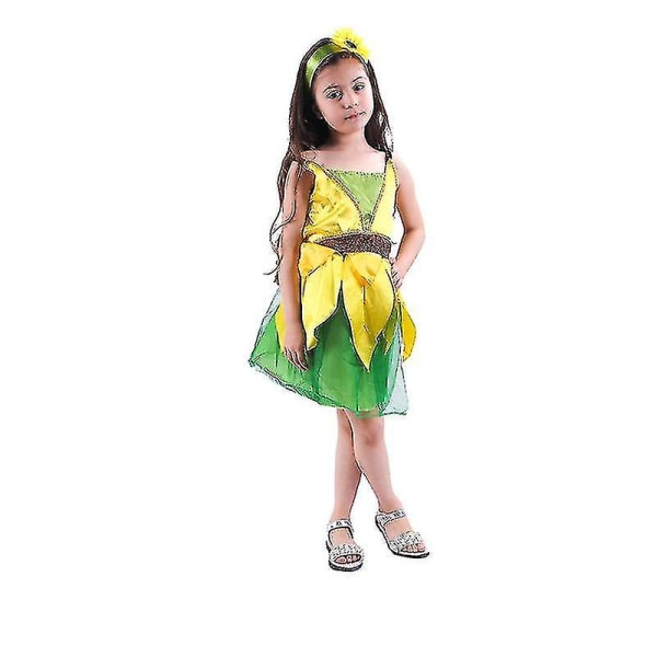 Solsikkekostyme for jenter med matchende hodeplagg Halloween-utkledning 140-150cm