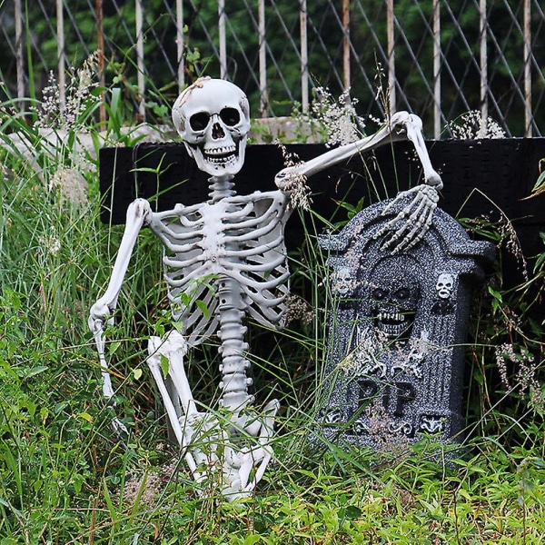 2023 Halloween-sisustus kotiin 90 cm muovinen pääkallo luuranko baariin Halloween-cosplay-luuranko Lasten kummitustalon sisustus 90cm skull