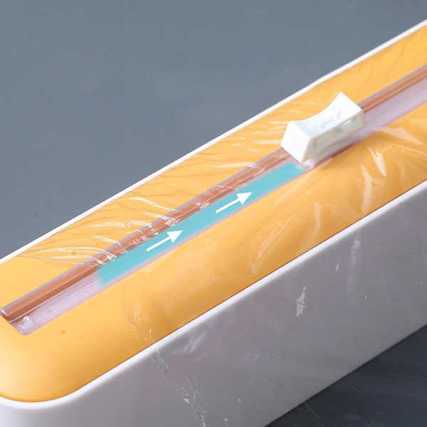 2 i 1 Plastfolieskärare Förvaring Matfolie Dispenser Folie Slider Köksredskap Plastic wrap 1pcs