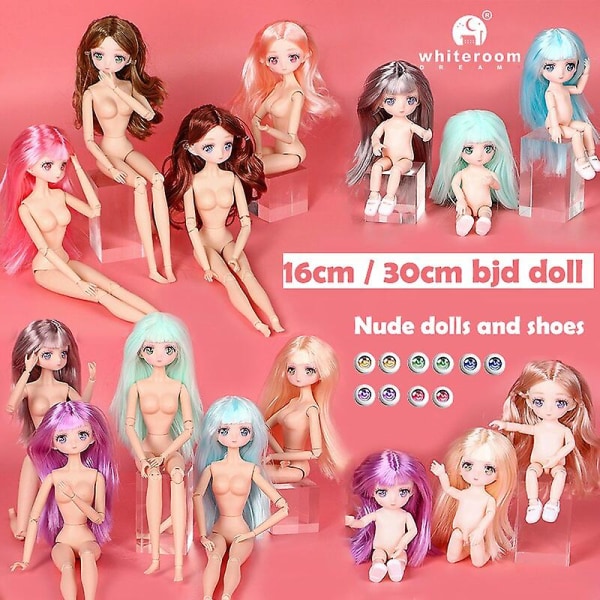 16 cm 30 cm dukke makeup 3D øjne smuk prinsesse baby pige 12 tommer dukke DIY legetøj 16cm doll 02 Replace green eyes