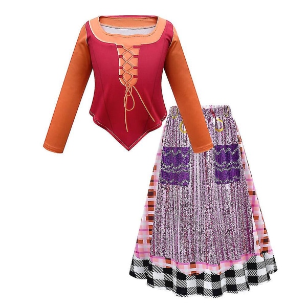 Hocus Pocus Børn Piger Cosplay Kostume Toppe Nederdel Kappe Halloween Karneval Fest Fancy Kjole Sæt 6-7 Years