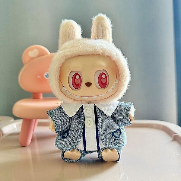 17cm Mini Plyschdockas Kläder Outfit Tillbehör För Korea Kpop Exo Labubu I II Idol Dockor Sittande Party Overaller Kläder Gåva 11