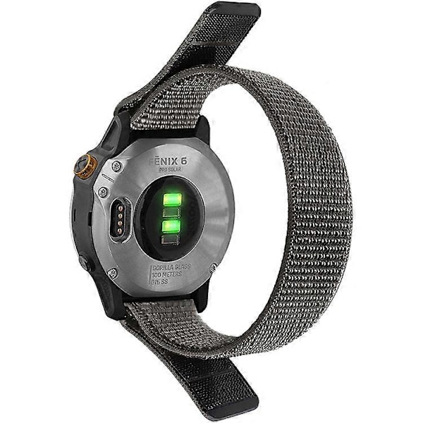 26mm Nylon Klokkereim Kompatibel For Garmin Fenix 6X, Justerbar Erstatningsreim for Smartklokke Grey