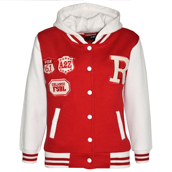 Unisex Baseball Jakker med Rød Kontrastfarve 13 Years