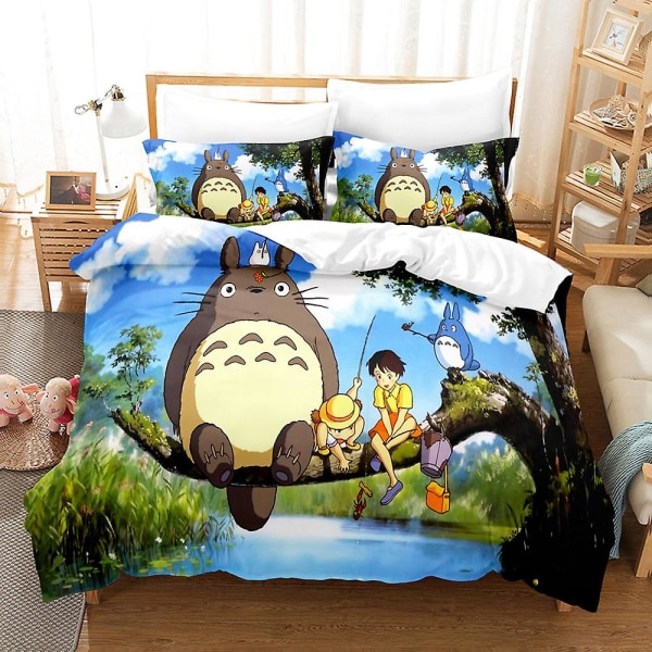 M20 Min Nabo Totoro 3D Printet Sengesæt Dynebetræk Quilt Betræk Pudebetræk Børnegave UK DOUBLE 200x200cm