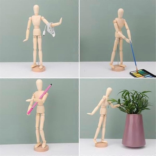 5-pak Kunstfigur Model - 30 cm Træmannequin, Fleksibel Tegne-mannequin til Skitsering, Maling & Justerbar Figurdesign