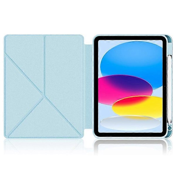 Kompatibel med iPad 10.9 (2022) / iPad 10. generation Origami Stand PU Læder Tablet Case Auto Vågn/Sov Pen Slot Beskyttelsescover Azure