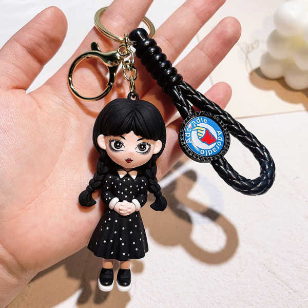 Wednesday Addams Nyckelring Docka Skräck Husdjur Handdocka Nyckelring Tillbehör Väska Hänge Pojke Flicka Gåva 10