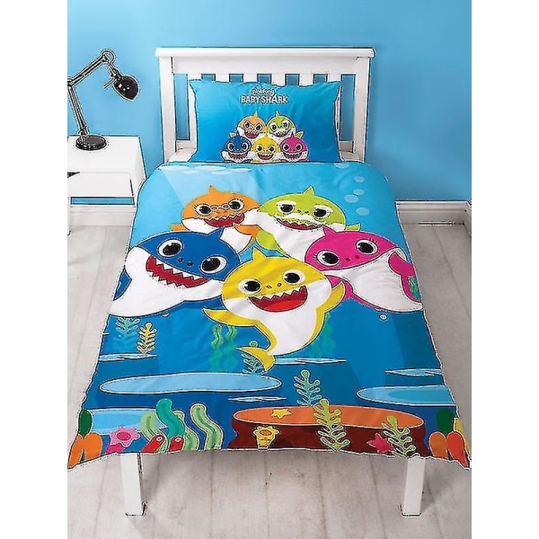 Baby Shark Enkelt Dynetrekk og Putetrekk Sett