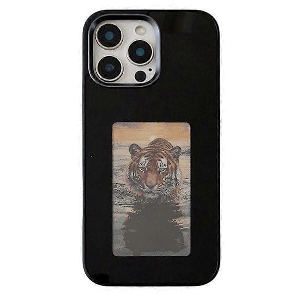 Kompatibelt för iPhone 16 Pro Max E Ink-mobilskal med 4-färgsskärm, DIY Trådlös NFC-fotovisning Black