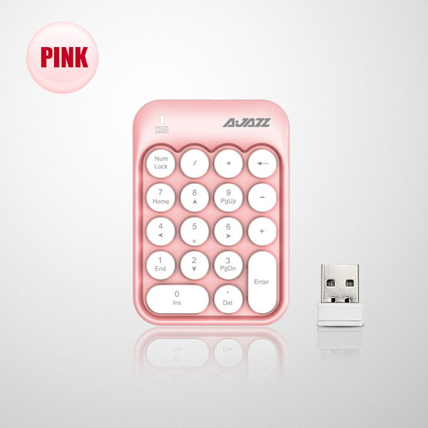 308I Trådlöst Tangentbord 18/84 Tangenter Runda Tangenthattar Bluetooth Tangentbord Portabelt 2.4GHz Numeriskt Tangentbord Mini Pink