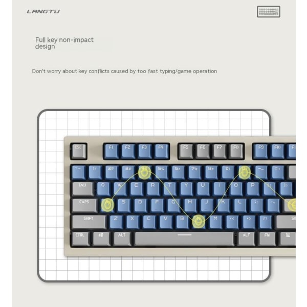 Lt84 84-tasters tastatur Mekanisk RGB bakgrunnsbelyst Hot Swap-tastatur Tri-Mode Blue