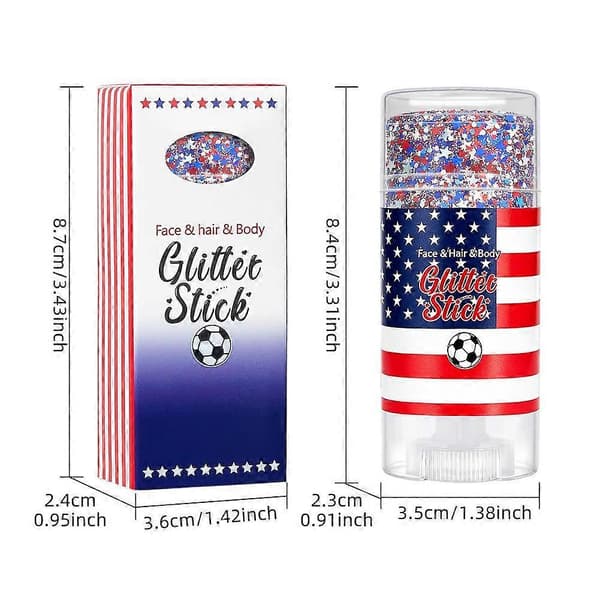 Patriotisk kroppsglittersticka - 4 juli röd vit blå glans B