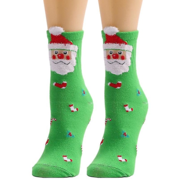 3/6 Par Fluffy Bjørnesokker Dame Santa Bomullsokker 3 Pairs