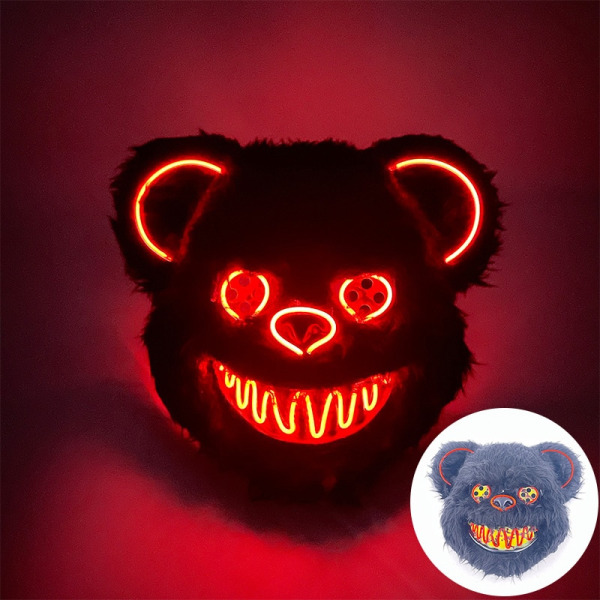 LED Cosplay Hehkuva Bloody Bear Mask Halloween Horror Pehmo Kani Naamio Bloody Bear Mask Koristeellinen Festival Mask Neon Päähineet Type 8