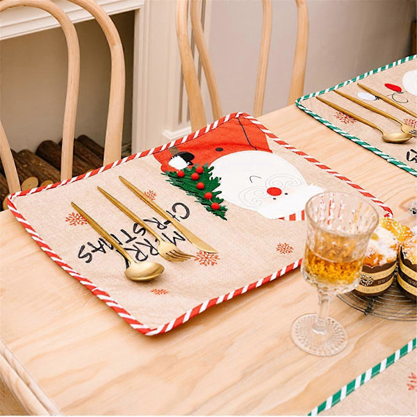 Juledekorasjonsutstyr Broderte Brikker med Gammel Mann Spisebord Dekorasjon Isolasjonsmatte Bordbrikke
