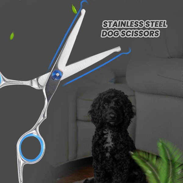 Hundtrimningssax-kit med säker rund spets, urtunningssax och husdjurstrimningskam för