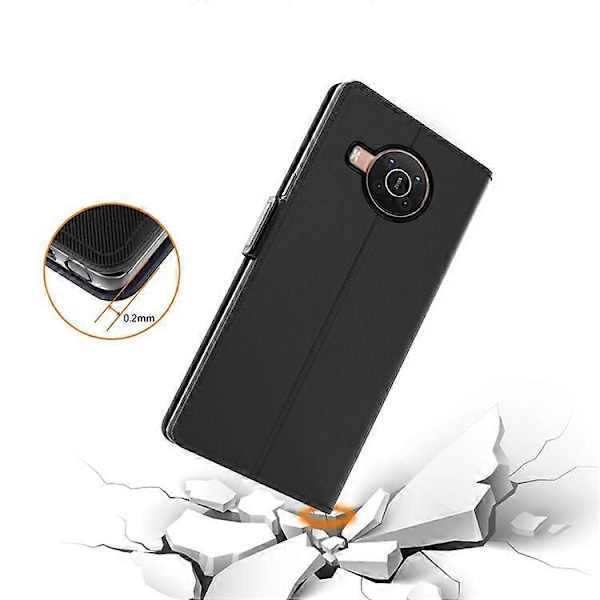 Anti-fall Mobilskal Kompatibelt För Nokia X20 5G, Reptåligt Sminkspegel Magnetisk Stängning PU Läder +TPU Skyddande Flip Black