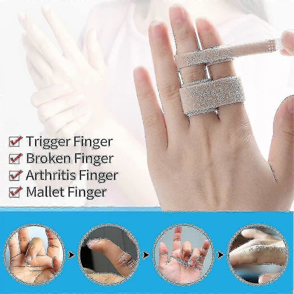 6 stk. Fingerskinner, finger-buddy-wraps til hammerfingre, slidgigt, fingerled, bøjede fingre, brækket finger