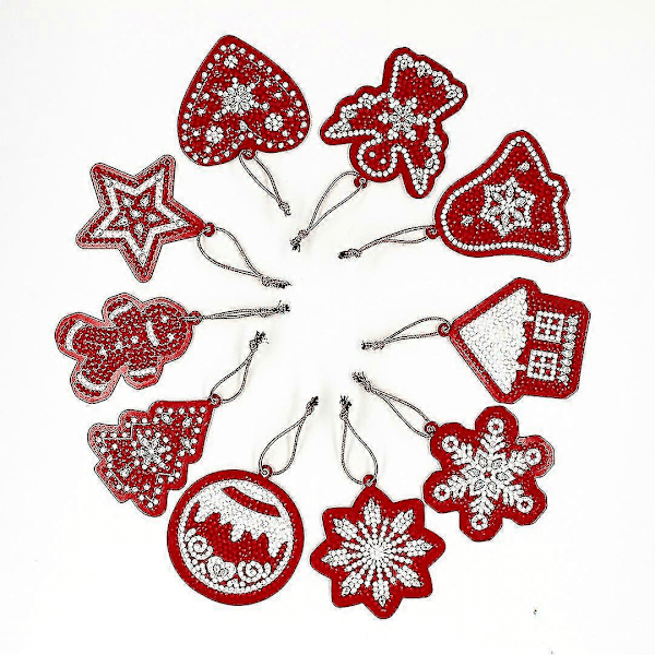 10 stk Diamantmaling Juleanheng, juleanheng | Juletrepynt | Jul | Christmas10pcs-red