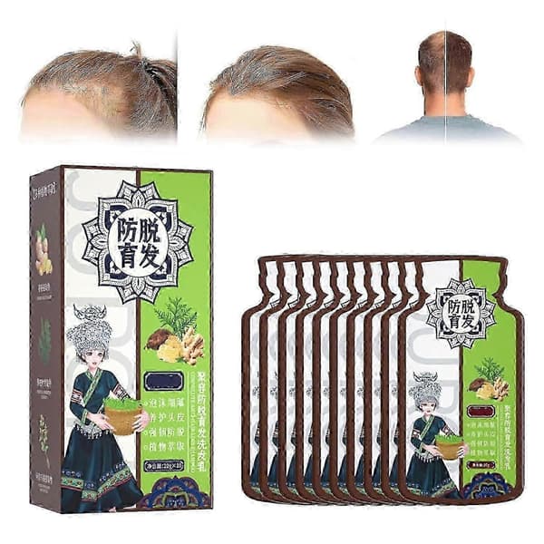Ingefærplanteekstrakt Anti-Hårtab Hårshampoo, Ingefærshampoo til Hårvækst, Ingefær Anti-Hårtab Hårshampoo til Alle Hårtyper 1Box-10pcs