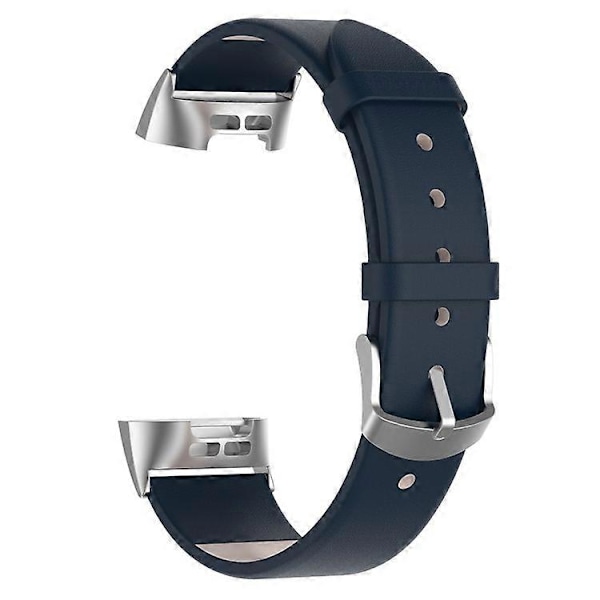 Kompatibel med Fitbit Charge 4 / 3 Ægte Læder Urrem med Spænde i Rustfrit Stål DarkBlue
