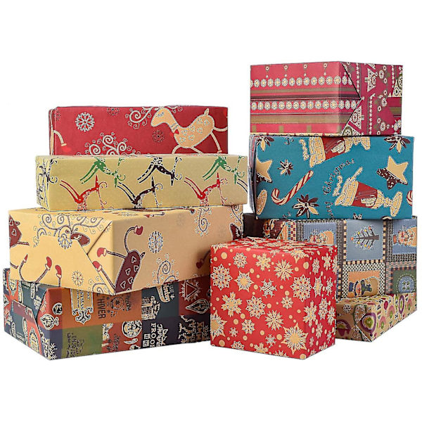 Julklappspapper, Tillverkat av Återvunnet Kraftpapper, 10-pack 70x50cm