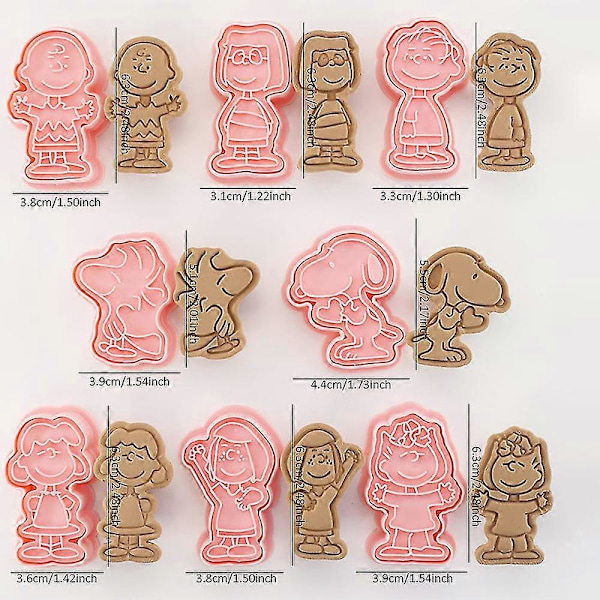 8 st Peanuts Tema Kakformar Set Söta Tecknade Snoopy Kexformar Tårtfondant Bakning Gör-det-själv Dessertform Verktyg