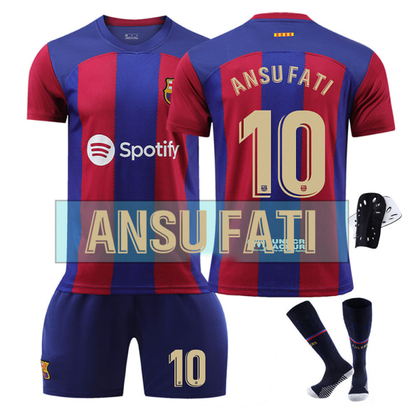 23-24 Barcelonan koti Fati No. 10 pelipaita (sukansuojalla) Fati No. 10 with socks protector XS