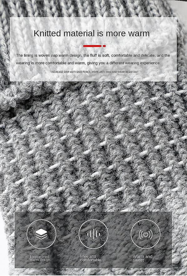 Vinter Touch Screen Handsker Handsker Til Mænd Kvinder Fuld Finger Imitation Uld Varm Style3