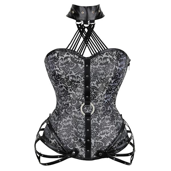 Midjetränare Shapewear Toppar Damkläder Underkläder Sexig Korsett grey L