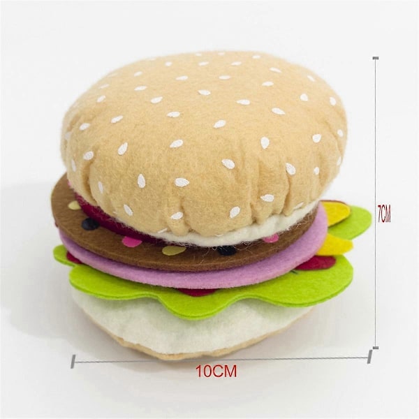 10 STK Filt Mad Burger Madsæt Køkken Mad Legetøjssæt Blød Hamburger til Lader Som Om Leg Køkken Filt Legetøj Gaver