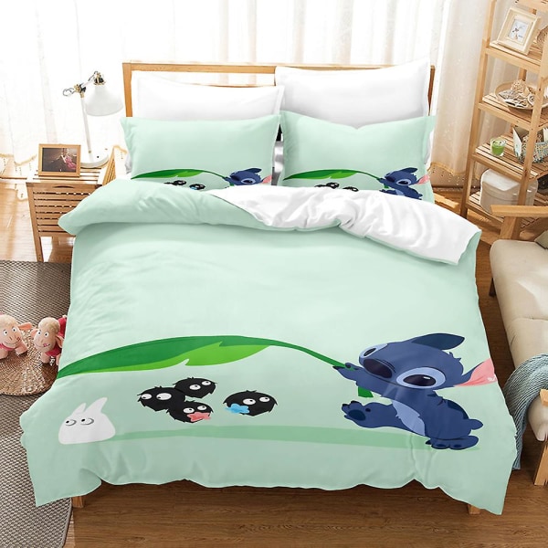 Sti03 Stitch 3D-tulostettu vuodevaatesetti pussilakana peittopäällinen tyynyliina lasten lahja US FULL 200x230cm