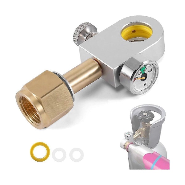 CO2-täyttöadapteri Duo, Art, Terra Quick Connect CO2 -sylinterille 3000 Psi:n painemittarilla