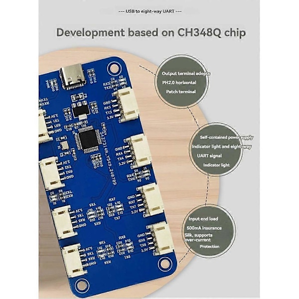 CH344Q USB Typ C till 8-vägs TTL Seriell Modul 8-Kanalig Seriell Port UART Multi-Kanalig Seriell Port E