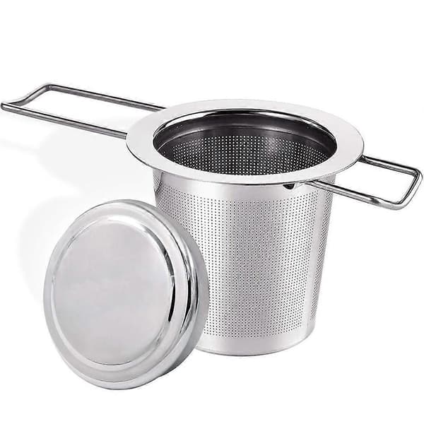 Te-filter si med låg og håndtag i rustfrit stål