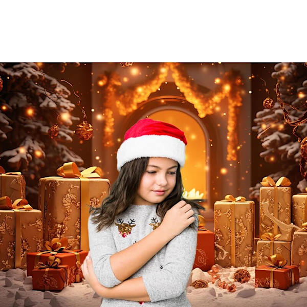 Beenle Julefotografering Bakgrunn Juletre Gave Peis Snøfnugg Familie Selskap Banner Portrett Bakteppe Fotostudio SD-2264 Vinyl 300X200cm
