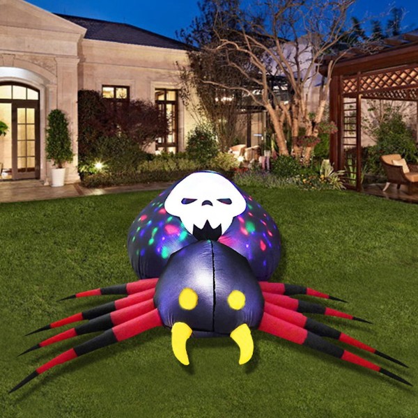 Puhallettavat nuket LED-valolla, aavefestivaalin koristelu, hämähäkki, 1,6 m, luovat Halloween-koristeet EU