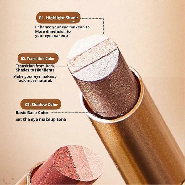3.5g Trefarvet Øjenskyggestift Glitter Rose Gradient Makeup 4
