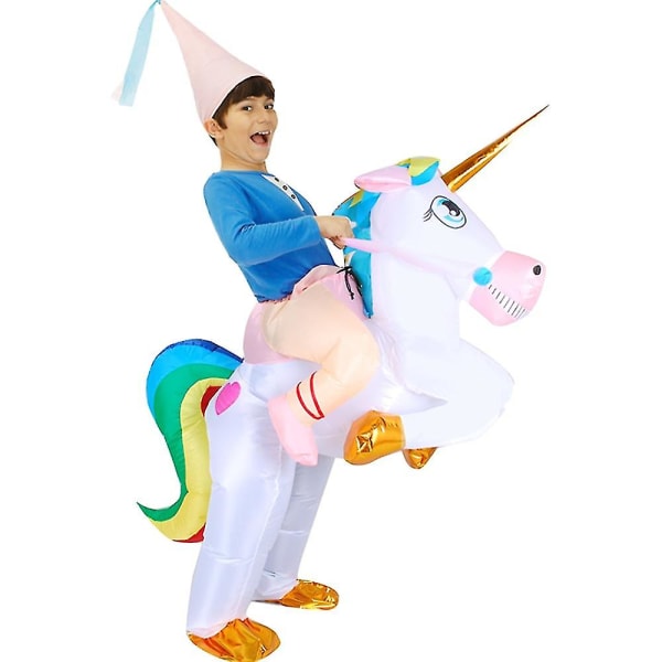 Lasten karnevaali dinosaurus puhallettava asu pojille tytöille yksisarvinen Halloween cosplay -asu joulujuhla asut puvut White 80-120cm