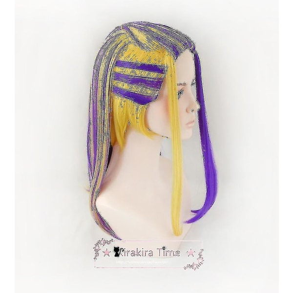 Express Wakasa Imashi Paryk Anime Tokyo Avengers Senju Cosplay Lilla Highlight Hårtilbehør Øreringe Varmebestandig Paryk Høj Kvalitet just wig