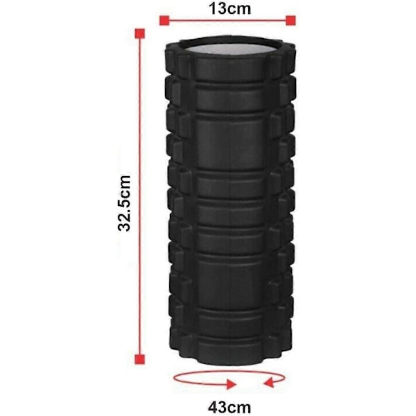 Massasje Foam Roller - Svart - Pilates Muskel Fysio Bein Rygg Yoga Gym