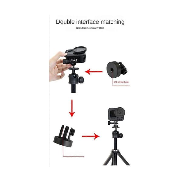 Til Tilbehør Konverteringsbase Bærbar Action Kamera Adapter, Sort
