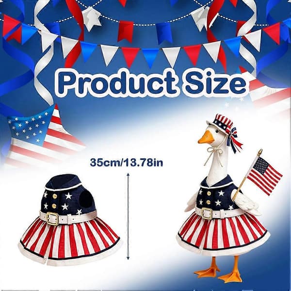Patriotisk Gåsekostyme Hatt Flaggsett Elastisk Design Festlig Hagedekorasjon