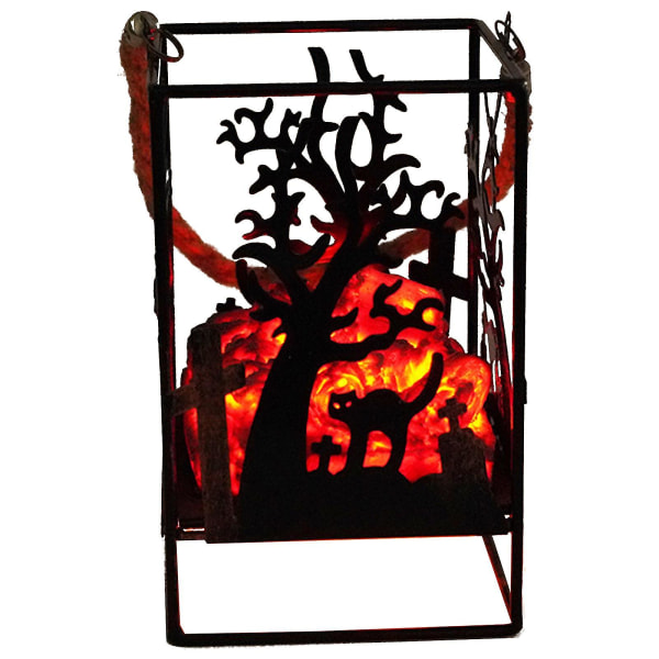 Rautakoristeen lyhty Valopuuhun riippuva Halloween-koristeet Camping Decor Charcoal Flame Lamppu kitty
