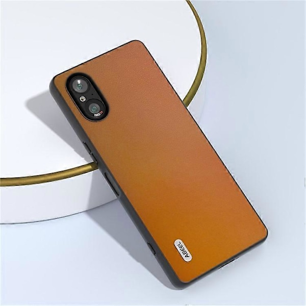 ABEEL Kompatibel til Sony Xperia 5 V Etui PU Læder + Hård PC Glat Beskyttelsescover Brown