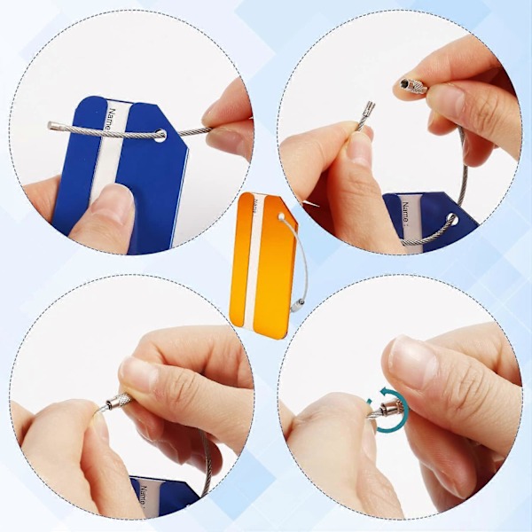 6 Pakning Aluminium Bagasjelapper for Reisevesker (6 Farger)